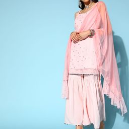 Ahalyaa Geometric Crepe Top to Toe Fusion Sharara Set with Dupatta image 3