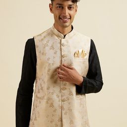 Manyavar Woven Design Nehru Jacket-11