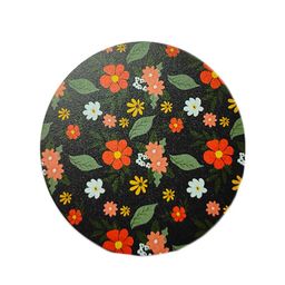 CRAYTON Set Of 6 Black & Red Floral Print Round Wooden Coasters With Holder image 3