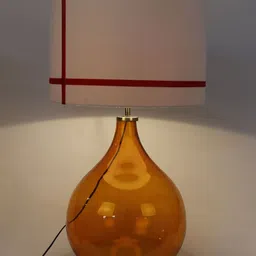 Grated Ginger White Self Design Big Bump Contemporary Table Lamp with Shade image 2
