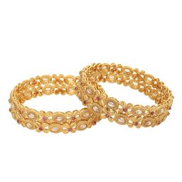 Adwitiya Collection Set Of 4 Gold-Plated Bangle-55