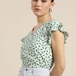 her by invictus Green Floral Print Regular Top-picture-24