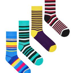 Dynamocks Unisex Pack of 4 Striped Calf-Length Socks-91