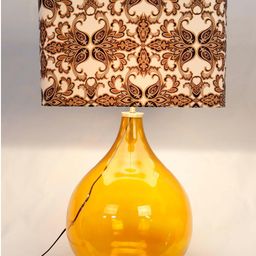 Grated Ginger Brown & White Printed Contemporary Buffet Table Lamp with Shade image 3