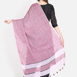 THE WEAVE TRAVELLER Mauve & Cream-Coloured Woven Design Dupatta image 4