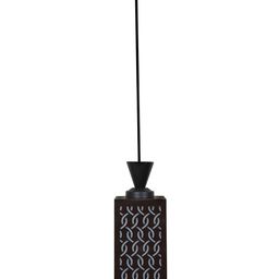 Gojeeva Black & White Textured Wooden Square Shaped Wall Lamp image 2
