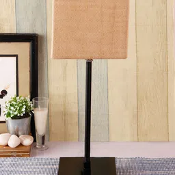 Devansh Beige & Black Solid Contemporary Handcrafted Buffet Table Lamp image 4