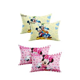 Kuber Industries Kids Set Of 4 Cream & Pink Disney Printed Micro Fiber Filled Pillows-22