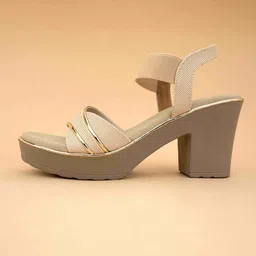 Ozuri Textured Open Toe Block Heels image 5