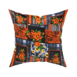 Kuber Industries Set Of 4 Black & Orange Abstract Square Cushion Covers image 4