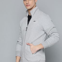 Reebok Men Grey Melange Solid ENH Training Track Sweatshirt image 3