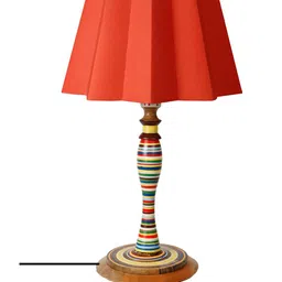 Grated Ginger Orange Self Design Bedside Standard Table Lamp with Shade image 4