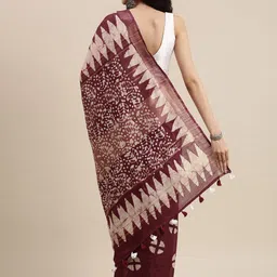 Taavi Purple & Mauve Batik Block Print Saree image 5