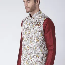 Hangup Men Multicoloured Printed Nehru Jacket image 2