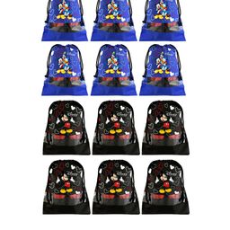 Kuber Industries Set Of 12 Black & Blue Disney Printed Shoe Organisers-32