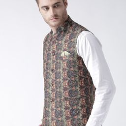 Hangup Men Multicoloured Printed Nehru Jacket image 5