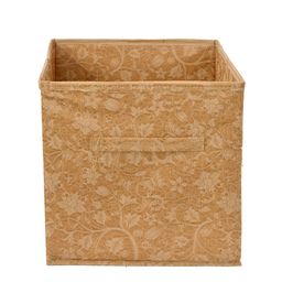 Kuber Industries Set Of 3 Beige Printed Foldable Cube Storage Boxes With Handle Replacement Drawer image 3