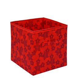 Kuber Industries Set Of 2 Red Printed Large Foldable Cube Storage Boxes With Handle Replacement Drawer image 3