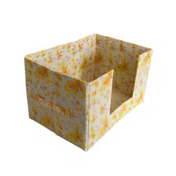 Kuber Industries Set of 3 Yellow Floral Printed Large Stacker Foldable Wardrobe Organizers image 5