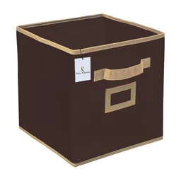 Kuber Industries Set Of 2 Brown Solid Large Storage Cube With Handle image 5