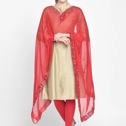 Dupatta Bazaar Red Solid Dupatta image 4