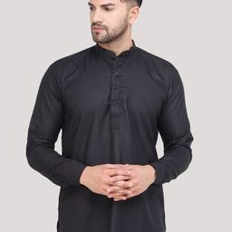 MAG Men Black Cotton Straight Kurta-image-54