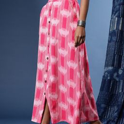 Taavi Women Front Slit Straight Maxi Ikat Skirt-image-28