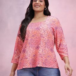 DressBerry Curve Square Neck Abstract Print A-Line Top image 3