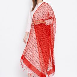 Clora Creation Red Woven Design Dupatta image 5