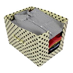 Kuber Industries Set Of 2 Cream-Coloured & Black Polka Printed Non-Woven Shirt Stacker Wardrobe Organisers image 4
