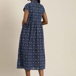 Taavi Indigo Hand Block Print A-Line Midi Dress image 5