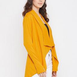 Hypernation Women Yellow Solid Open Front Shrug image 3
