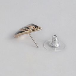 Estele Gold-Plated & Black Teardrop Shaped Studs image 2