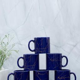Femora Blue 6 Pieces Ceramic Glossy Mugs 180 ml-27