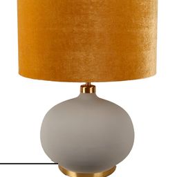 Grated Ginger Yellow & Grey Solid Handcrafted Buffet Table Top Lamp with Shade image 3