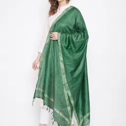 Clora Creation Green Solid Dupatta image 4