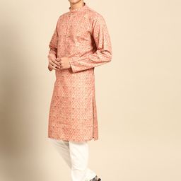 MANQ Men Ethnic Motifs Printed Regular Kurta with Churidar image 2