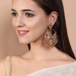 Rubans Gold-Plated & Red Classic Chandbalis-image-8