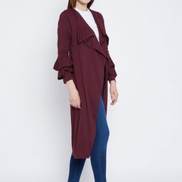 Hypernation Maroon Solid Open Front Shrug image 4