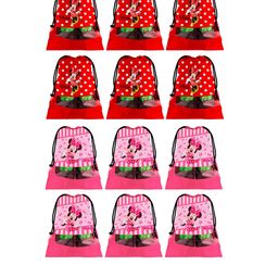 Kuber Industries Red & Pink Set Of 12 Disney Printed Dust-Proof Shoe Organisers-40