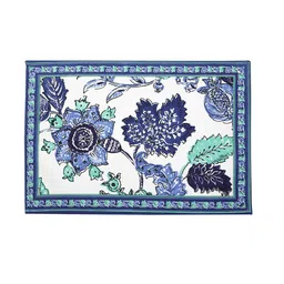 HOME AFFAIRS Set Of 6 Blue & White Ethnic Motifs Cotton Table Placemats image 4
