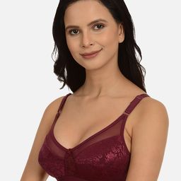 mod & shy Burgundy Self Design Non-Wired Non Padded Minimizer Bra MS98 image 3