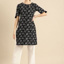 Anouk Quirky Printed Keyhole Neck Quirky Kurta image 4