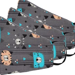 Tossido Kids Grey Printed Pack of 3 Reusable 3-Layers Cloth Masks image 2