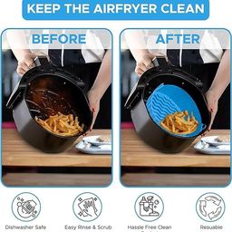 itusha 3 Air Fryer Silicone Liners & 3 Air Fryer Accessories - 7.87 inch (3-5 Qt+) Food Grade Reusable Silicone Baskets/Pots/Liners with Oven Mitts, Basting Brush and Tongs Multi Color image 5