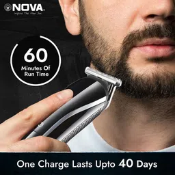 NOVA NHT 1073/05 USB Trimmer with 60 Min Runtime & 5-Length Settings - Black & Grey image 4