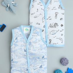 Fancy Fluff Infants Boys Pack Of 2 Printed Bamboo Muslin Jhablas-picture-28