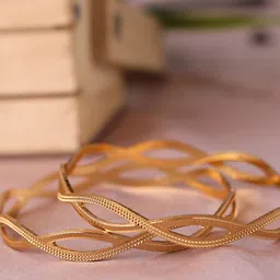 Zeraki Jewels Shehnaz Designer Set Of 2 Gold-Plated Textured Bangles image 2