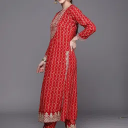 Anouk Bandhani Printed Regular Sequinned Kurta With Trousers & Dupatta image 4
