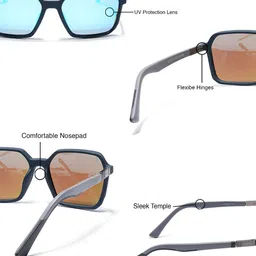 Eyejack Unisex Square Sunglasses with Polarised and UV Protected Lens image 3